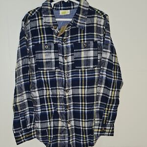 NWT Crazy 8 Blue Yellow White Plaid Button-Up Flannel Shirt Boys M 7-8